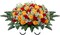 Headstone Flower Saddle – Large Artificial Cemetery Flowers for Grave, Red & Yellow Silk Roses, Outdoor Tombstone Memorial Decoration
